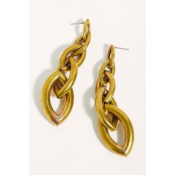 Free People Jewelry - NWT Free People Serefina Link Dangle Earrings Gold